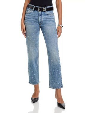 Rag and Bone Harlow Mid Rise Ankle Straight Jeans in Everly Jewel